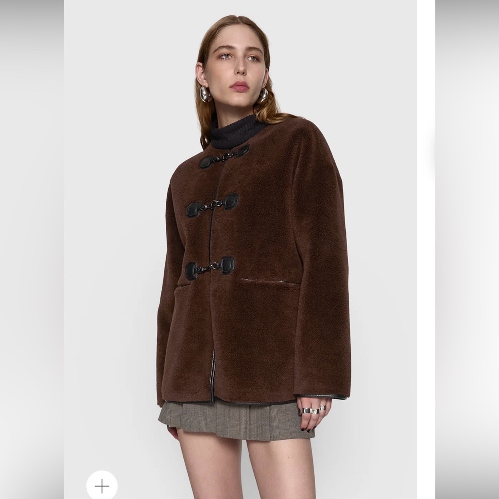 Rebecca Minkoff  Shearling Brown Toggle Women's Jacket